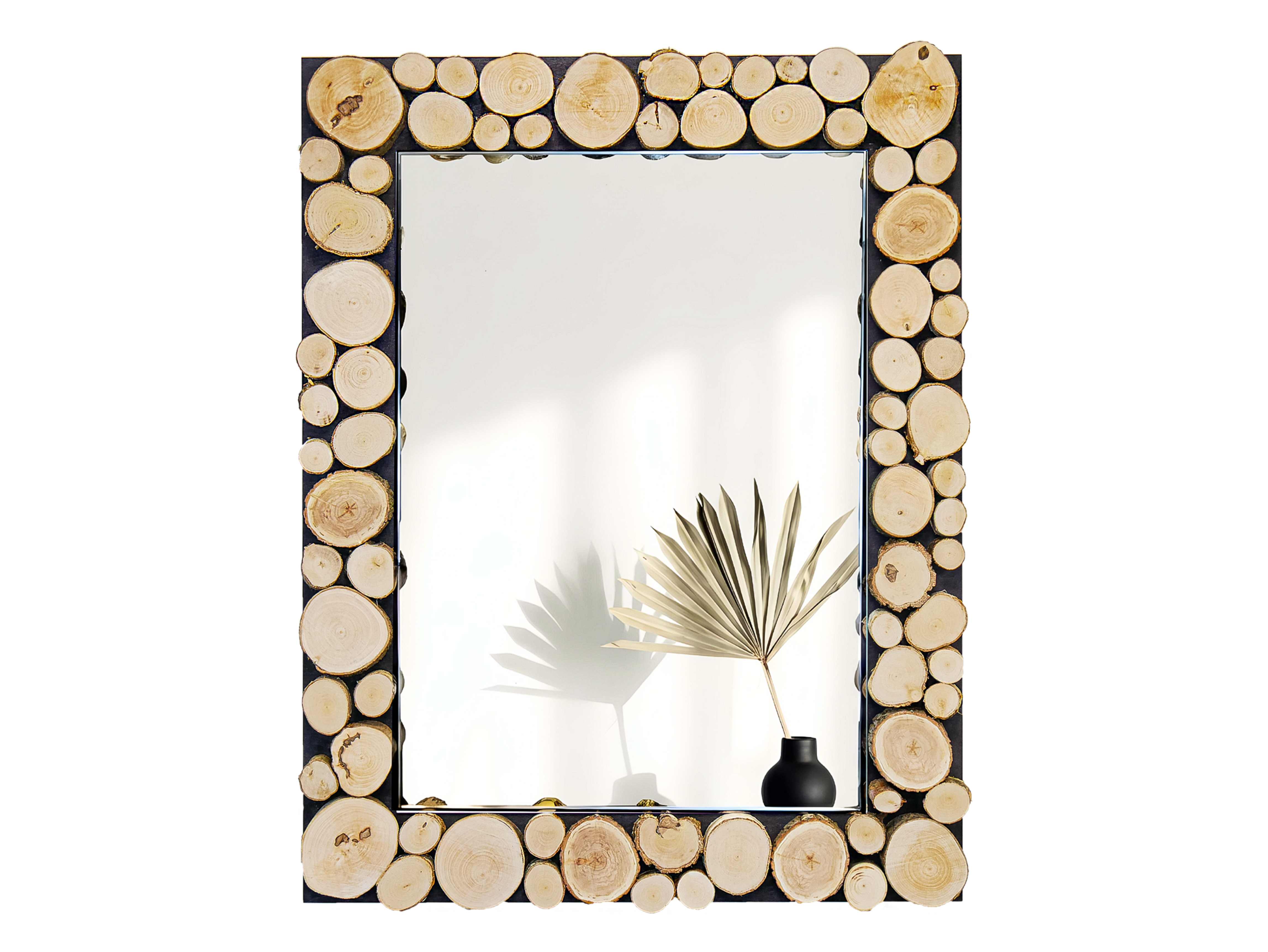 Lustro prostokątne EDGE 75x95 cm - krążki drewna