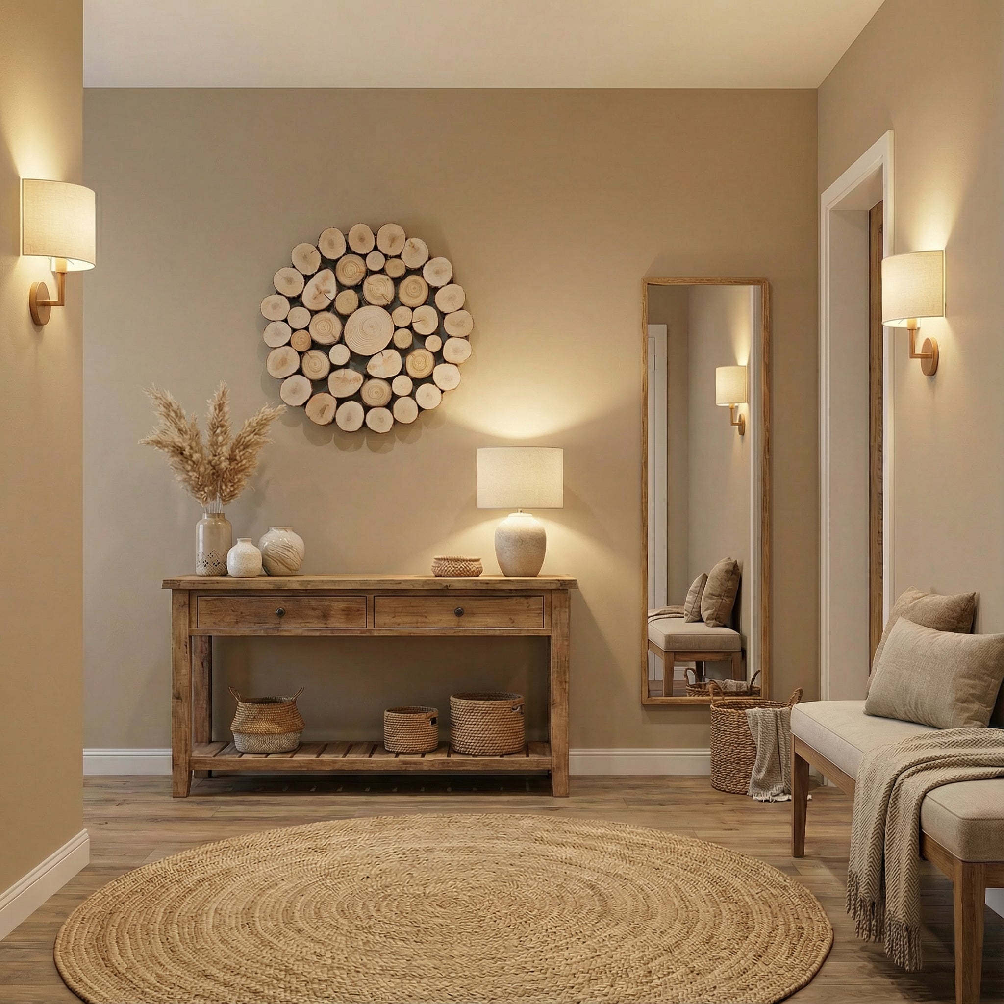 Obraz dekoracja okrąg, krążki drewna - 55 cm