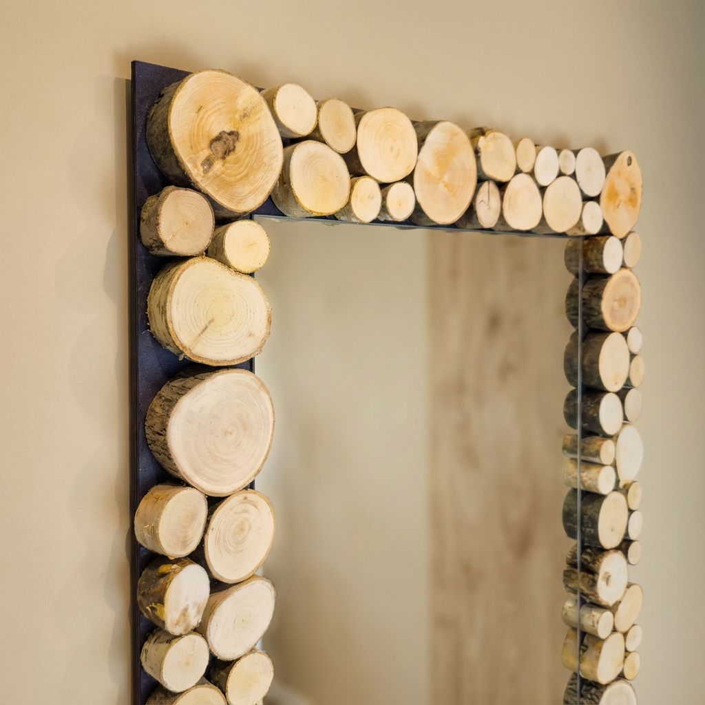 Lustro prostokątne EDGE 75x95 cm - krążki drewna