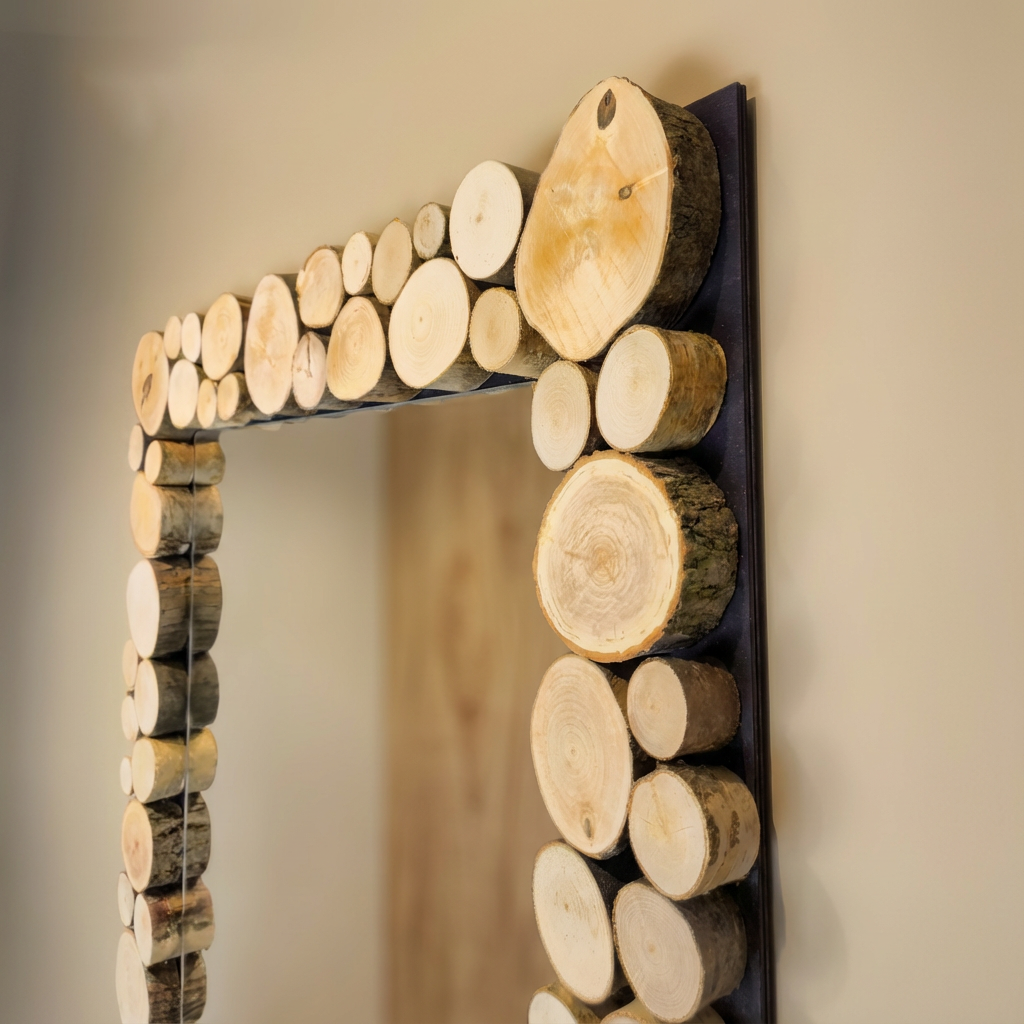 Lustro prostokątne EDGE 75x95 cm - krążki drewna