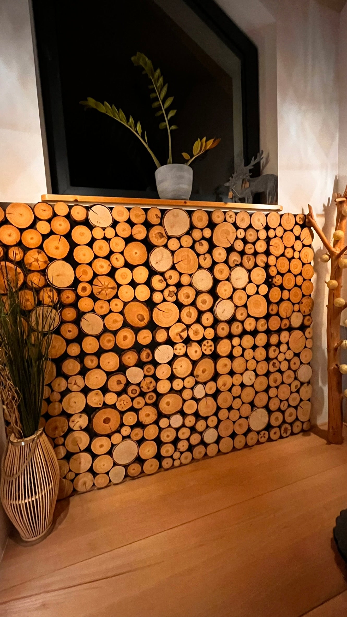 Panel ścienny krążki drewna sosna i brzoza - 38x76 cm