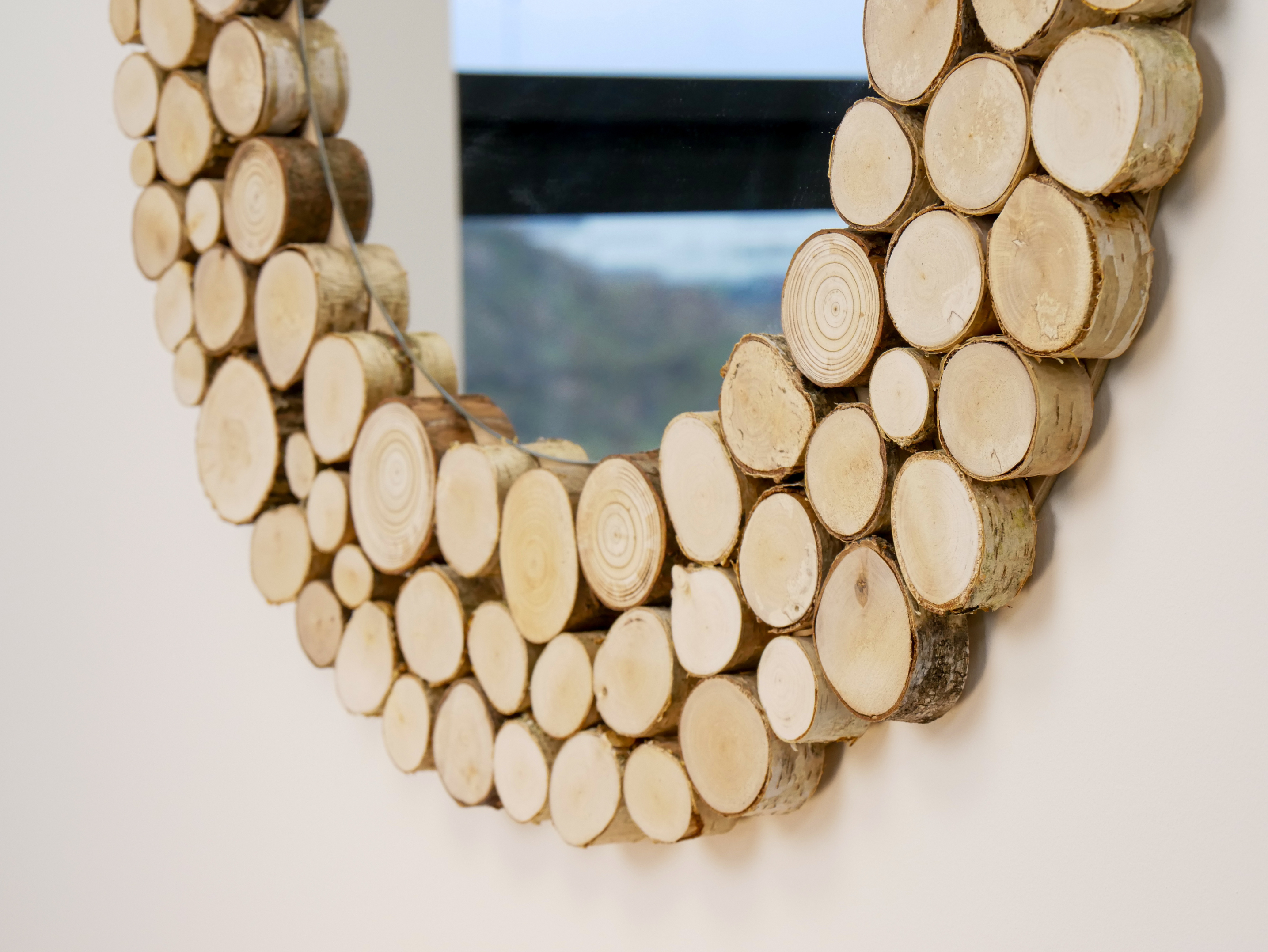 Lustro okrągłe FOREST 2 - krążki drewna - 85 cm