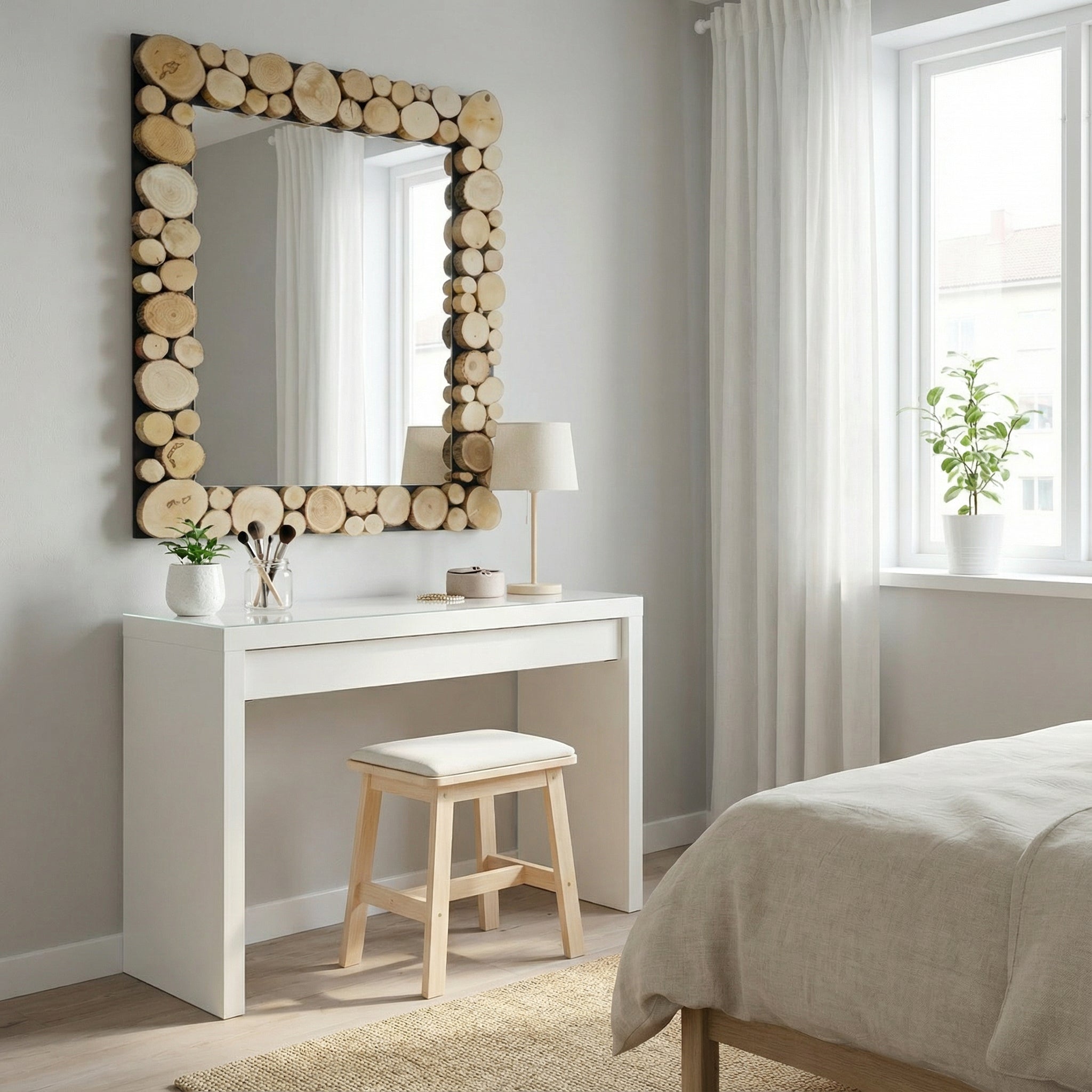 Lustro prostokątne EDGE 75x95 cm - krążki drewna