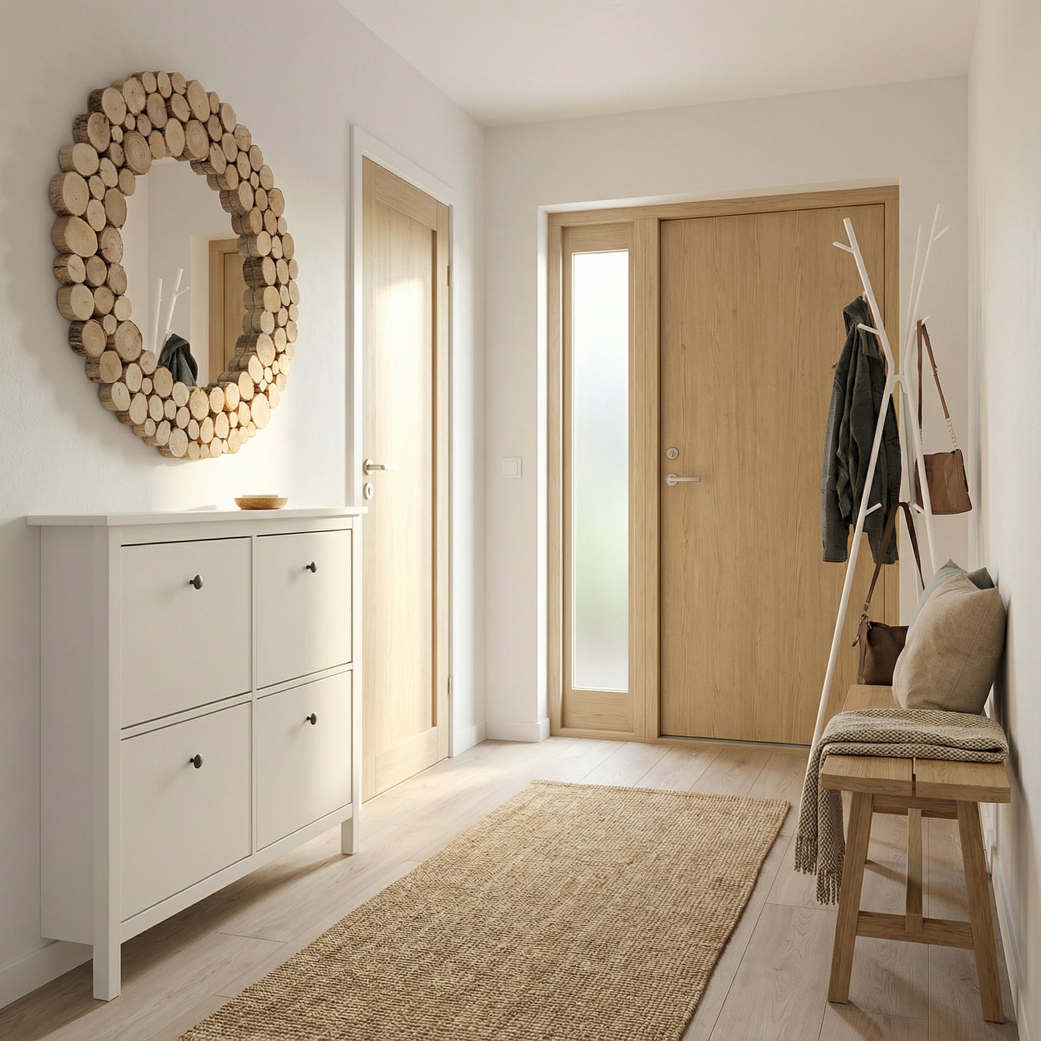 Lustro okrągłe FOREST 2 - krążki drewna - 85 cm