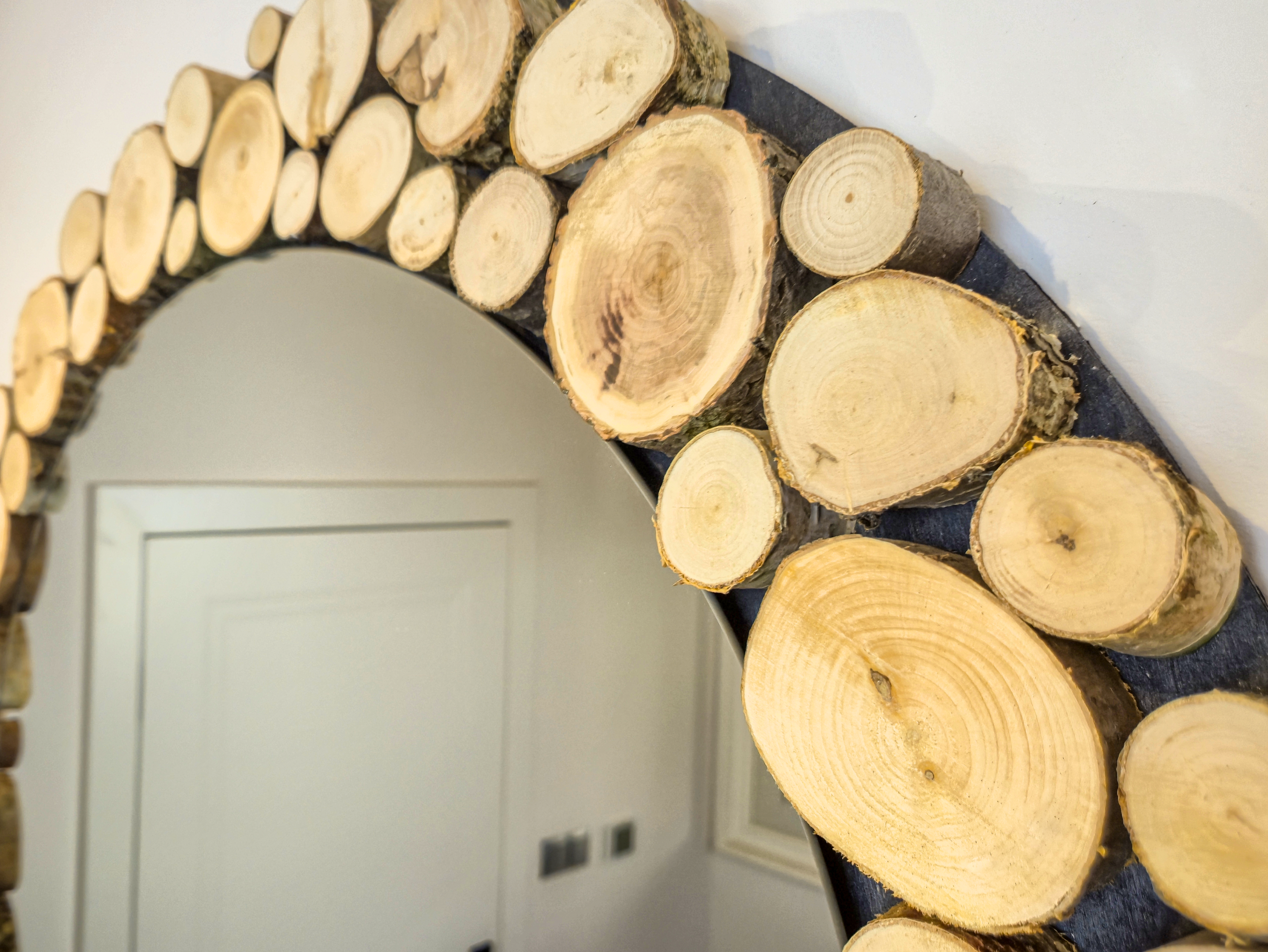 Lustro okrągłe FOREST - krążki drewna - 85 cm