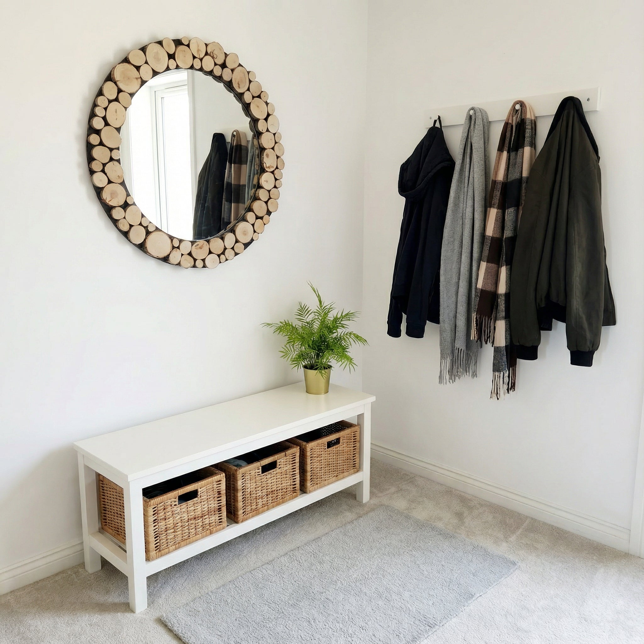 Lustro okrągłe FOREST - krążki drewna - 85 cm