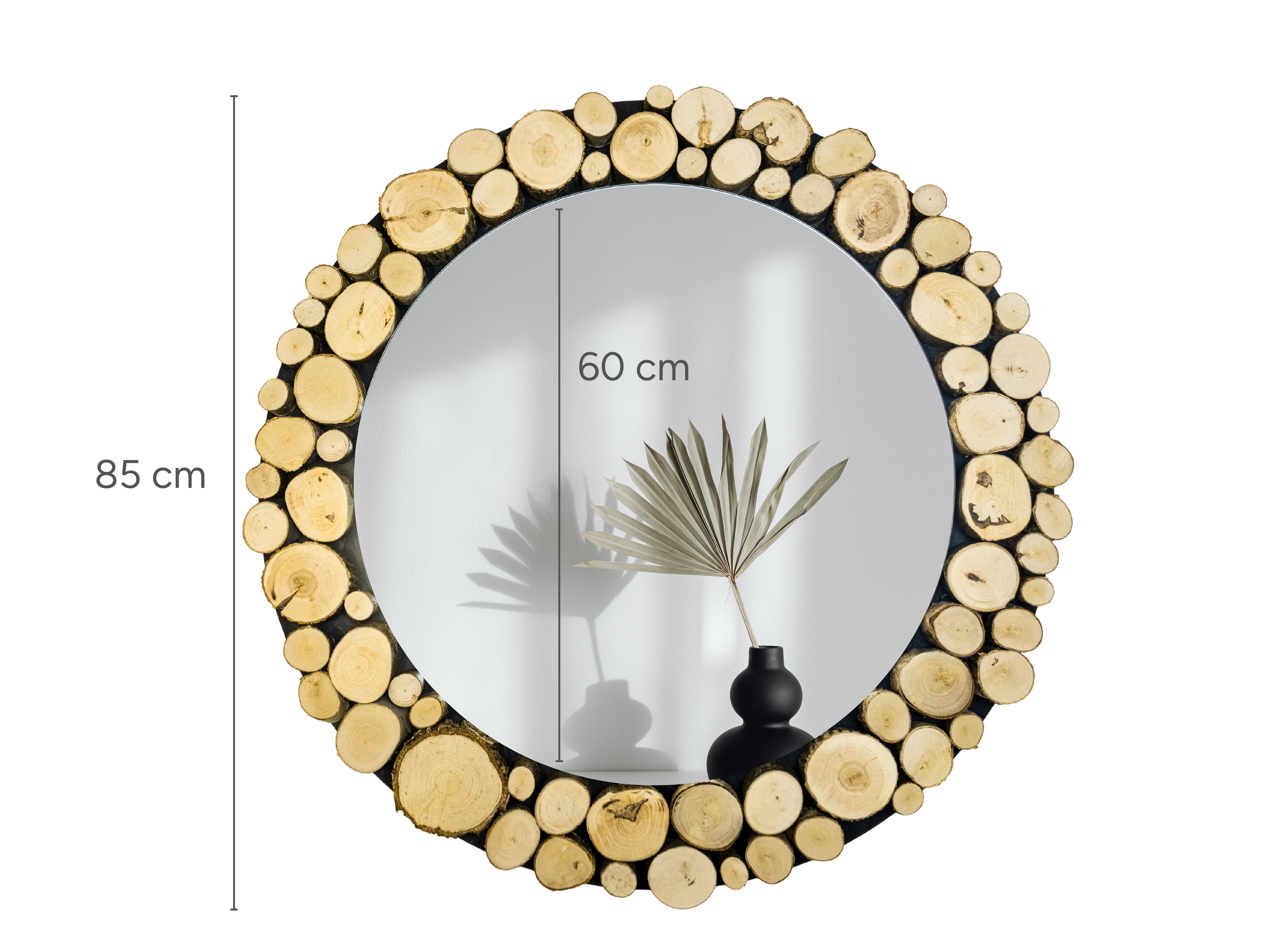 Lustro okrągłe FOREST - krążki drewna - 85 cm