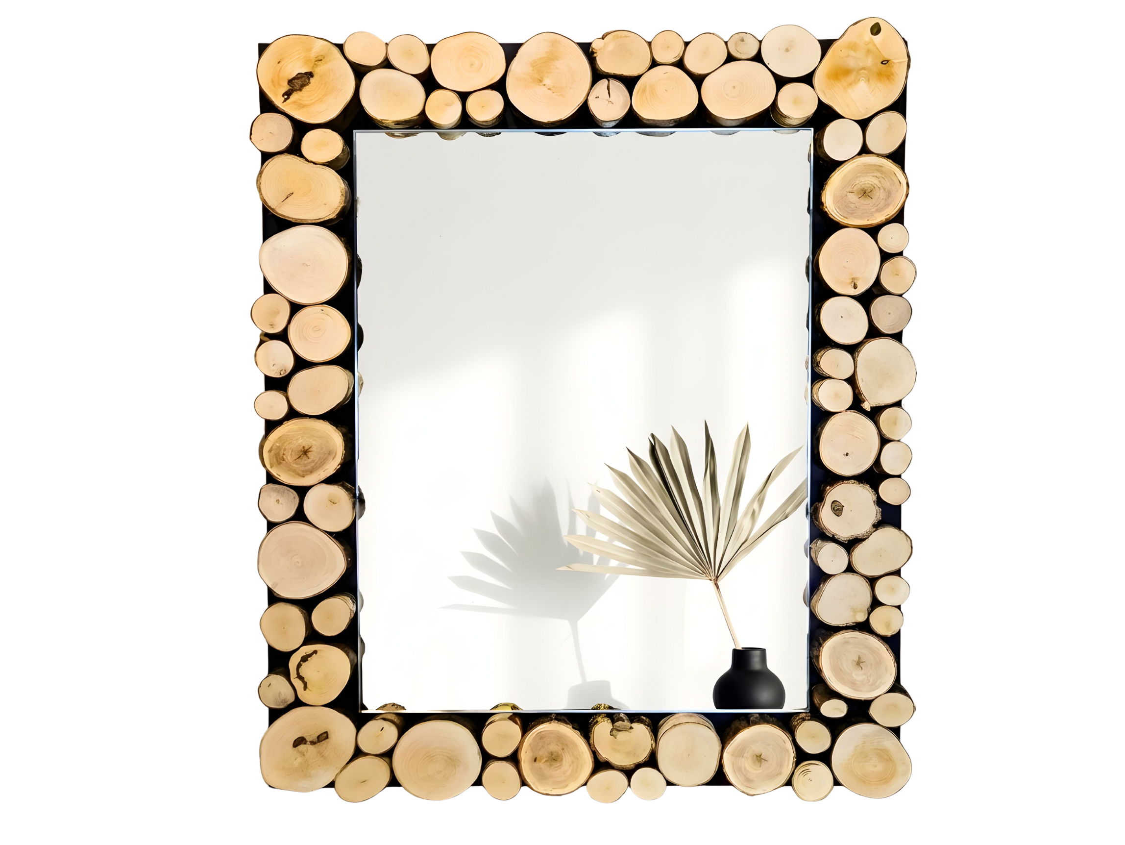 Lustro prostokątne EDGE 75x95 cm - krążki drewna