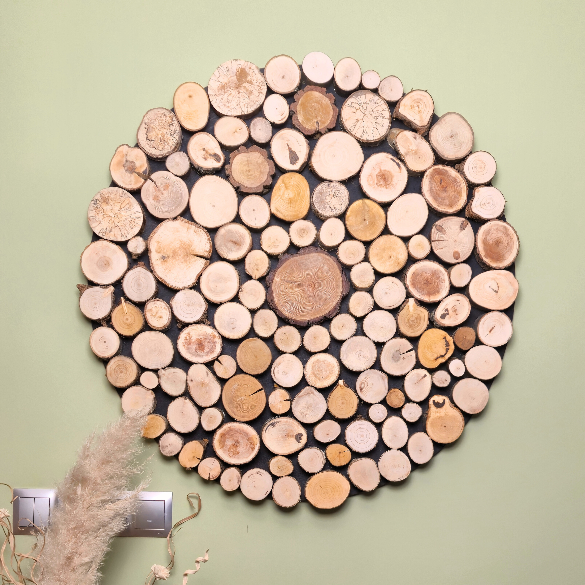 Obraz dekoracja okrąg, krążki drewna - 80 cm