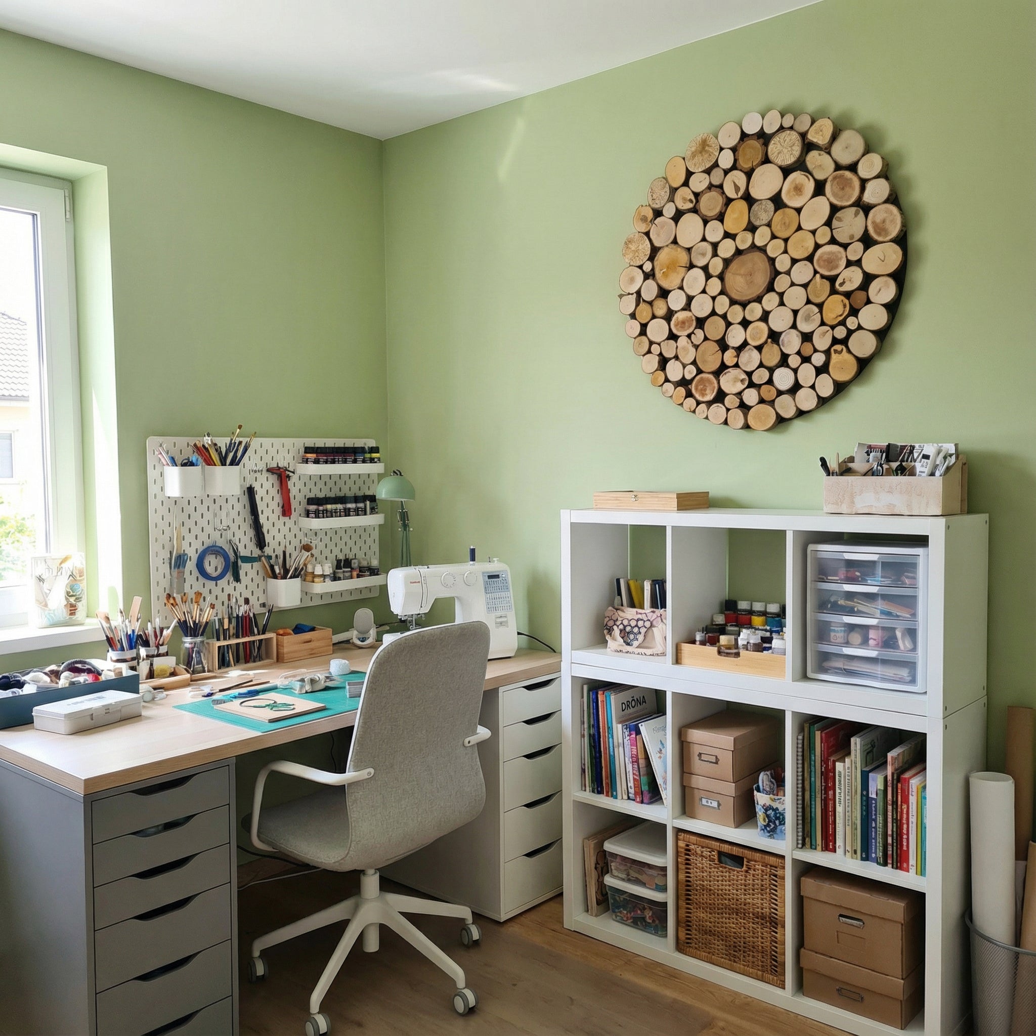 Obraz dekoracja okrąg, krążki drewna - 80 cm