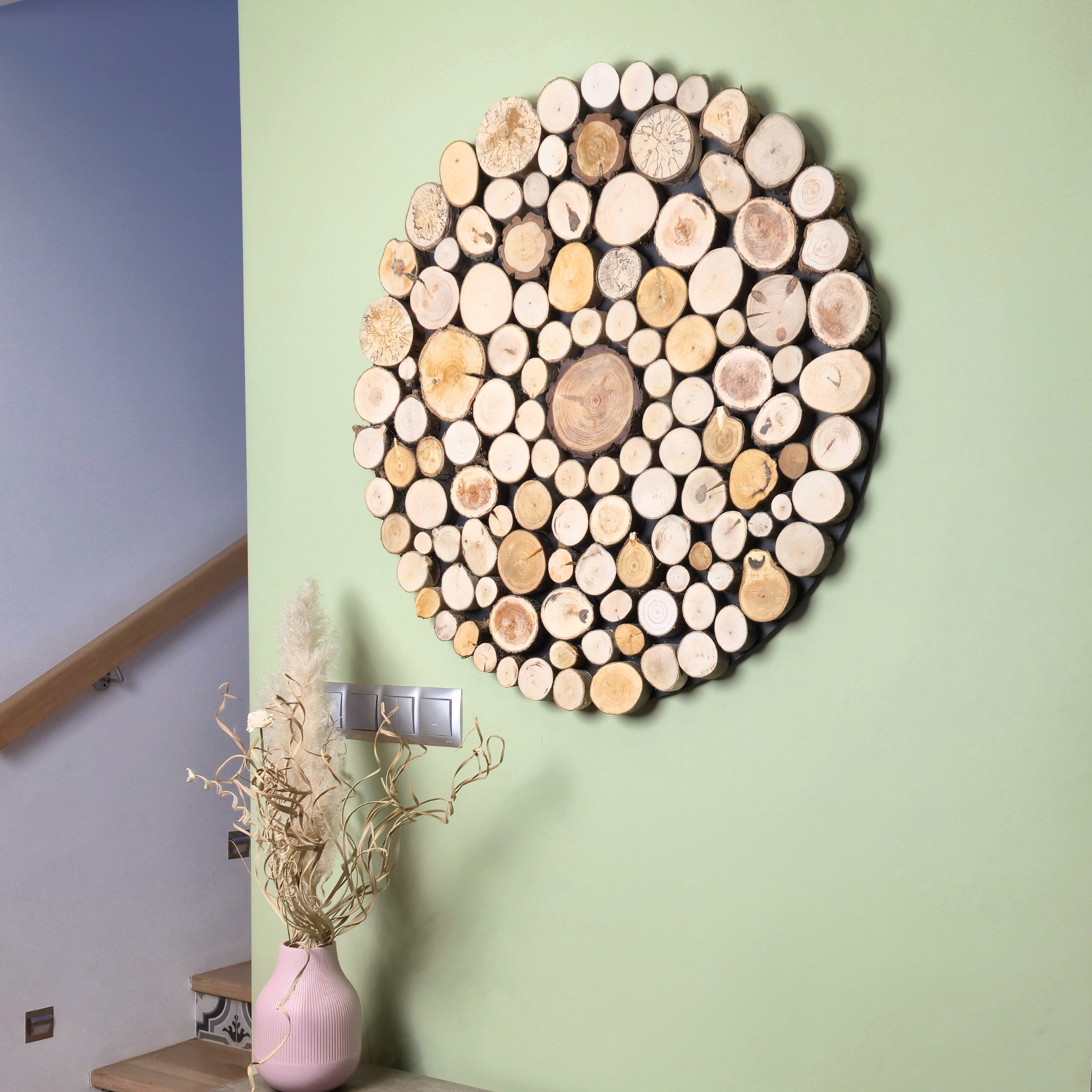 Obraz dekoracja okrąg, krążki drewna - 80 cm