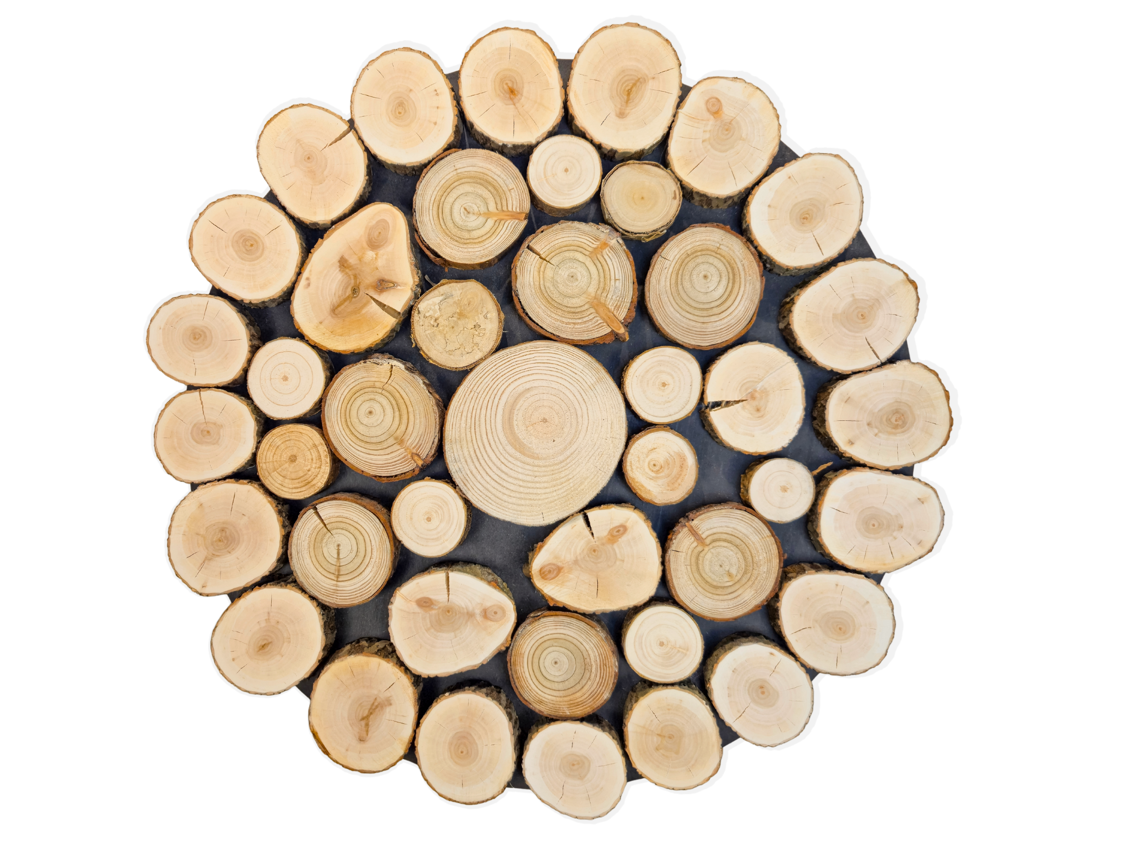 Obraz dekoracja okrąg, krążki drewna - 55 cm