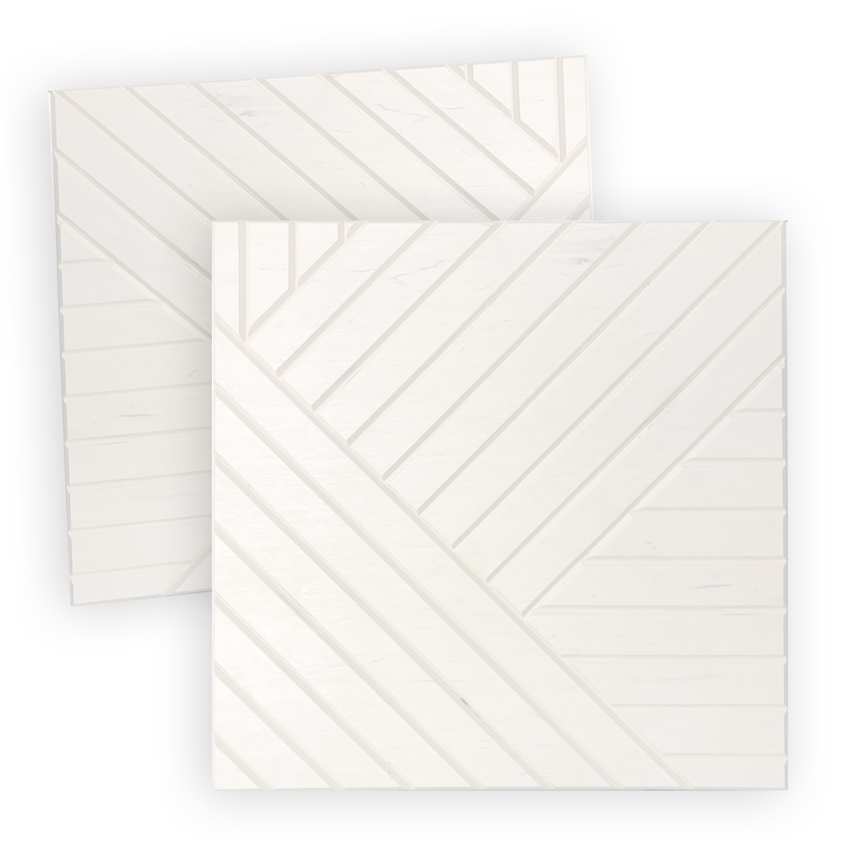 Panel ścienny frezowany drewniany WHITE 50x50 - bielony