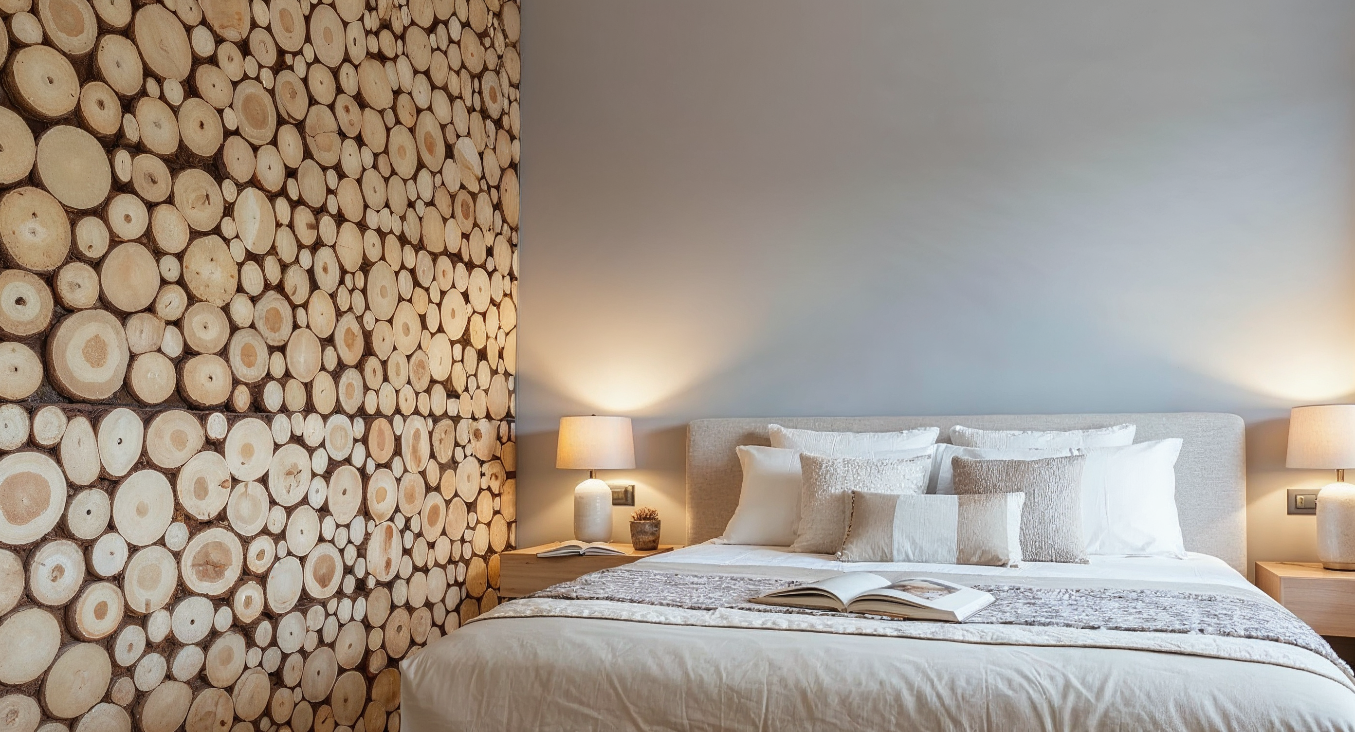 Panel ścienny krążki drewna sosna i brzoza - 38x76 cm